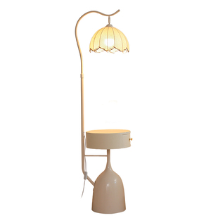 法式奶油风床头柜子卧室小型超窄边几替代置物架小众创意台灯一体