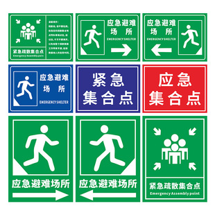 紧急疏散集合点标识牌学校工厂医院防灾减灾应急疏散指示地面标志消防应急避难场所集合点立标识提示牌式订制