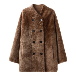 【进口皮毛一体】PENNYPENG晴山暮雪黑标系列冬季羊毛皮革外套