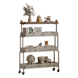 儿童卧室床边可移动夹缝置物架家用书本玩具收纳架客厅铁艺储物架