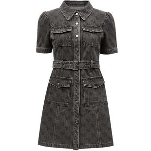 Vero Moda奥莱连衣裙春夏新款街头工装风A版印花短款收腰口袋短袖