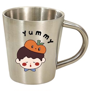 304不锈钢儿童水杯牛奶杯家用敞口喝水杯幼儿园宝宝可爱学饮杯子