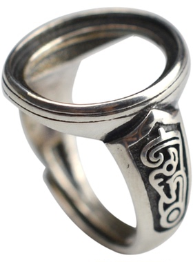 diy银戒指空托琥珀蜜蜡燕子活口