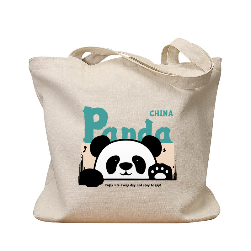 Panda熊猫头复古休闲手提帆布包