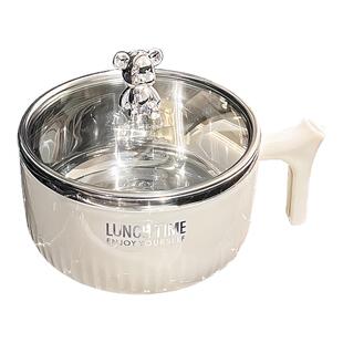 碗家用2023新款泡面碗带盖不锈钢碗饭碗双耳汤碗大碗面碗螺蛳粉碗