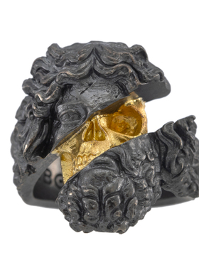 CABO刻骨永恒宙斯金骷髅银戒指