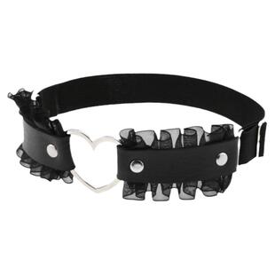 腿环原宿软妹朋克PU皮桃心爱心形腿带性感蕾丝花边大腿环吊袜带女