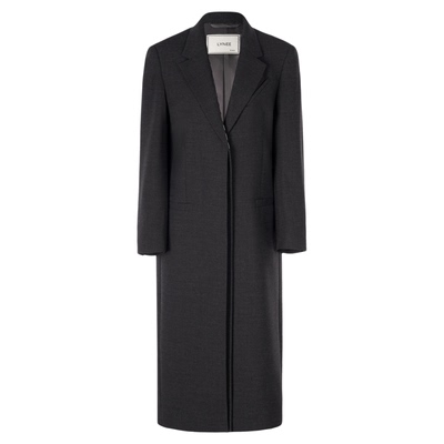 LYNEE【黑标 缓存山海】100羊毛平驳领灰色长西装 手工缝线外套春