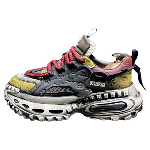 厚底老爹鞋男款秋冬气垫慢跑鞋潮牌男鞋高级感复古做旧运动休闲鞋