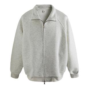 XAKA美式400g重磅立领卫衣男2024新款纯色基础款百搭拉链开衫外套