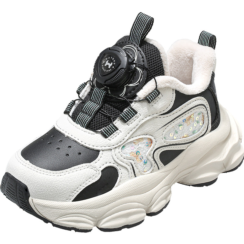 牧童童鞋运动鞋冬季新款儿童加绒加厚二棉鞋女童旋转纽扣棉鞋男宝