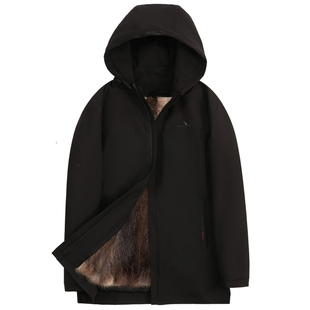 派克服男款冬季短款整貂貂皮兔毛皮草内胆闺诺貂绒派克服男貂内胆