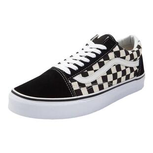 VANS女鞋低帮鞋中口平底系带舒适黑白格板鞋休闲鞋美国直邮497097