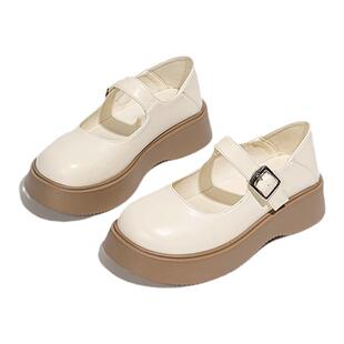 法式厚底玛丽珍小皮鞋女2026春夏新款配裙子乐福鞋小白鞋休闲单鞋