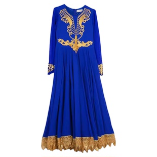 新疆舞蹈演出服高定款连衣裙舞台表演服装民族风大摆裙维族舞裙子