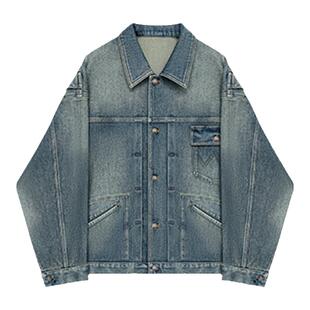 HONORE古月 复古嬉皮士J口牛仔面料oversize宽松休闲廓形外套