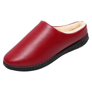 老北京布鞋棉鞋女舒适加绒加厚防水半拖棉鞋防滑软皮面男款休闲鞋