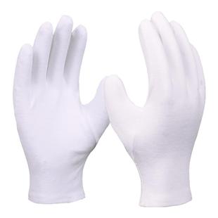 12双装，白手套纯棉礼仪白色文玩盘珠全棉布手套薄夏劳保工作手套