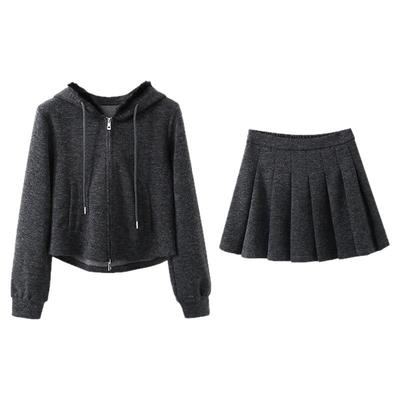 夕蒙2025新款秋冬韩系气质小个子高级时尚洋气小众卫衣半身裙套装