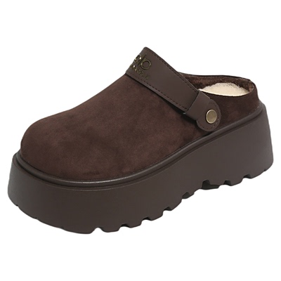 厚底包头勃肯半拖鞋两穿加绒棉拖