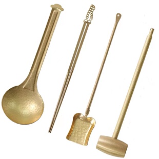 碳炉煮茶铜配件茶道纯铜炭夹炭勺炭锤灰铲茶针茶拨6君子泡茶工具