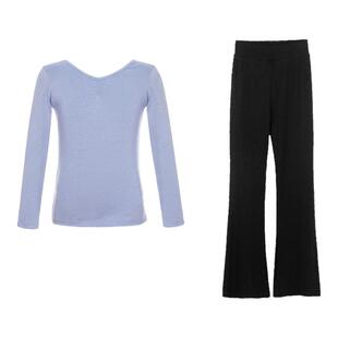 儿童舞蹈服分体套装女童夏季短袖上衣裤子练功服喇叭裤女跳舞服装