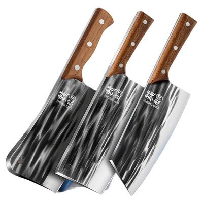 轴承钢锻打菜刀家用切片刀厨师专用刀具大全厨房套装砍刀板三件套