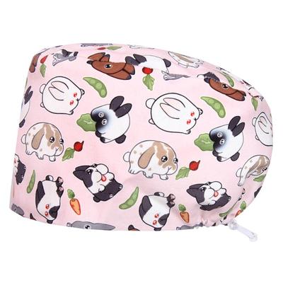 戈美恩印花纯棉调节扣男女手术帽