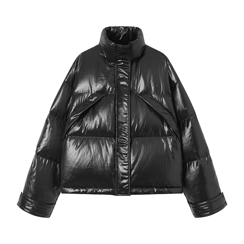 白弓鹅绒保暖短款羽绒服