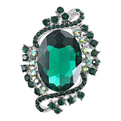 高级感奢华绿宝石玻璃胸针高档女服装胸花时尚配饰固定防走光别针