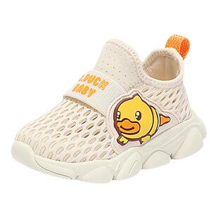 B.Duck小黄鸭童鞋男童运动鞋夏秋儿童镂空网鞋透气网面女童大网眼