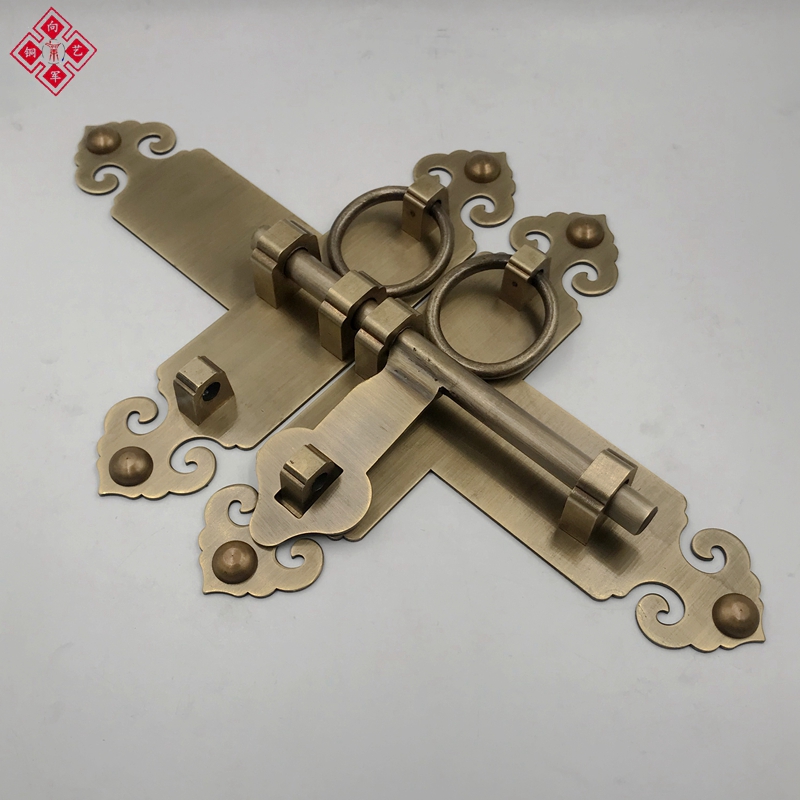 仿古纯铜大门插销老式木门中式门锁农家院门锁扣庭院花园门铜门栓