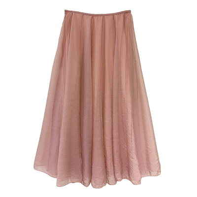 洋气飘逸层次感粉色半身裙