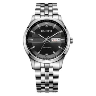 全国联保格诺手表男士休闲全自动机械表防水双日历钢带男表8088M