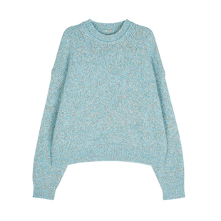 MRS Studios 重磅原创羊驼羊毛混纺花式纱MIU风翻领开衫/廓形毛衣