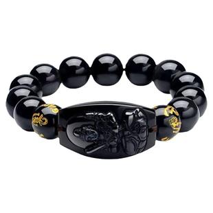 黑曜石生肖守护神本命佛手链串年好运千手观音普贤虚空藏菩萨男女