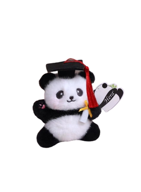 博士熊猫玩偶挂件毛绒背包钥匙扣