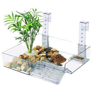 乌龟晒台爬台休息平台深水浮岛爬坡架龟鱼缸壁挂式亚力克透明爬梯