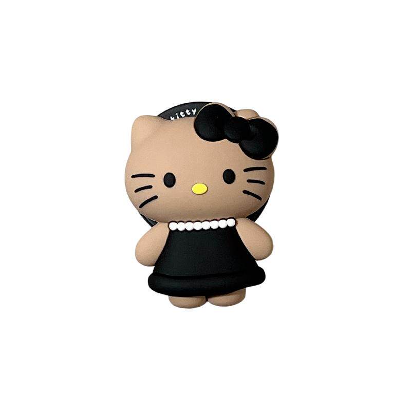 可爱卡通立体黑皮HelloKitty适用Magsafe苹果华为磁吸支架手机背贴气囊可伸缩折叠便携桌面固定强力吸附女款