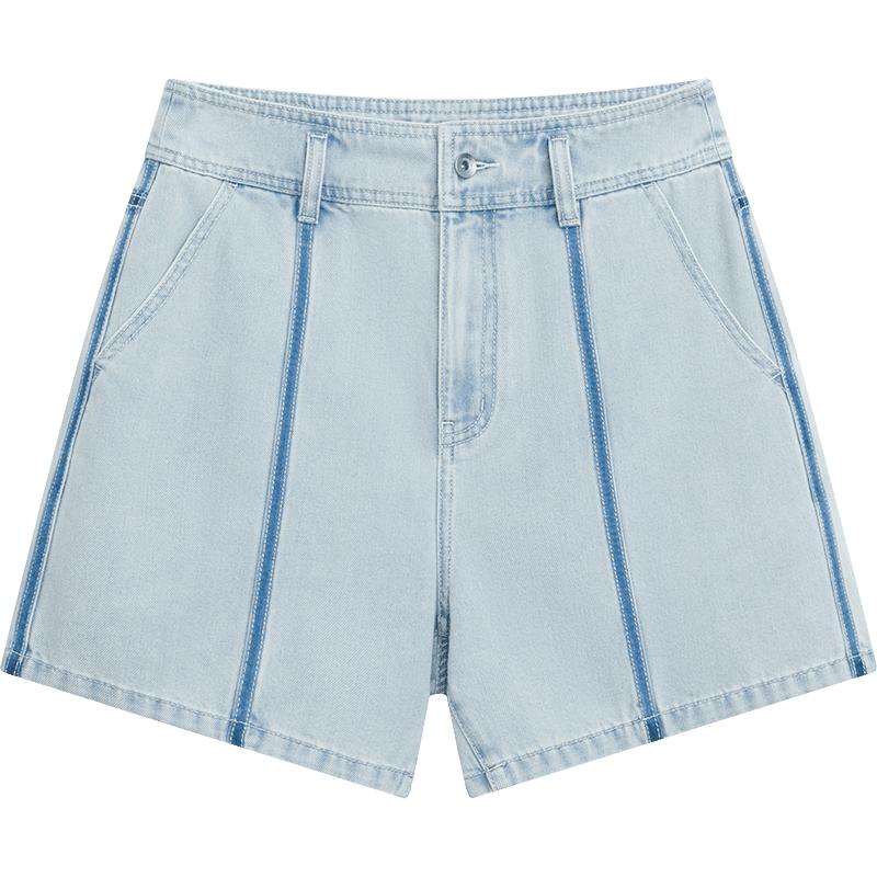 【播奥莱】播夏季凉感牛仔短裤女高腰显瘦复古直筒长裤DDR2KD5725