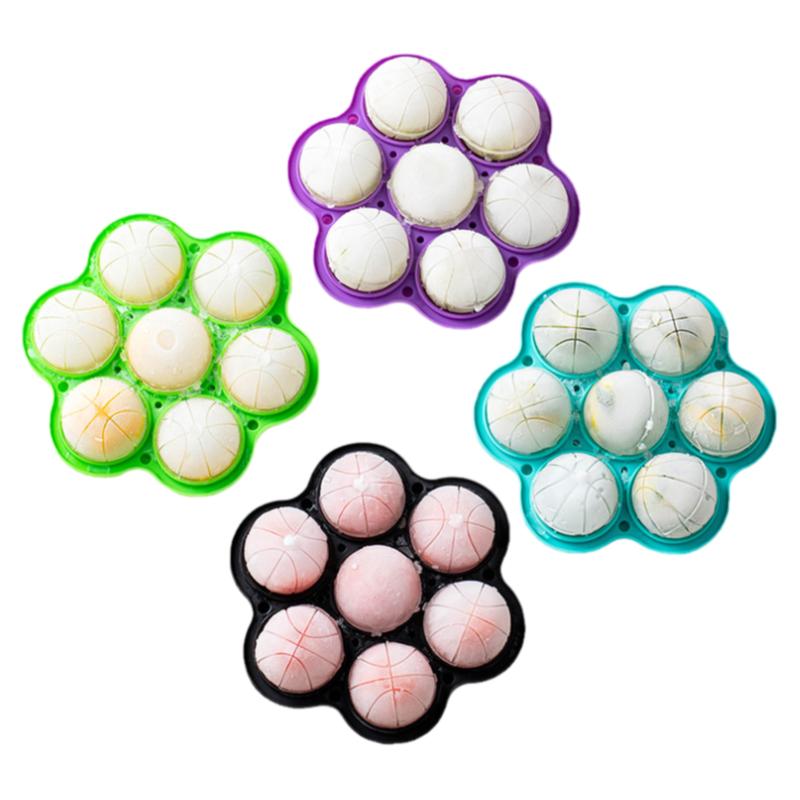 七孔篮球食品级硅胶冰格模具洋酒