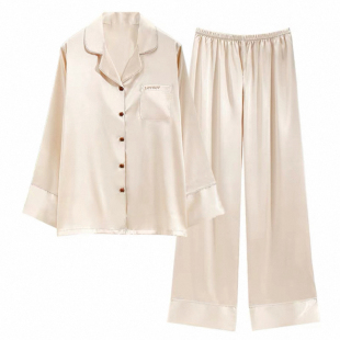 19姆米重磅真丝睡衣女春秋款长袖家居服高级感冬桑蚕丝可外穿套装