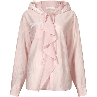 GUUKAHERO蕾丝花边连帽长袖衬衫