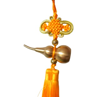 铜葫芦开口空心葫芦化五黄二黑保平安车门厅挂件红色黄色中国结绳