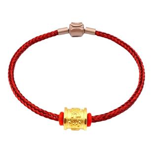 六字箴言大明咒转运珠沙金镀金吊坠横穿配饰黄金同款手绳手链串珠