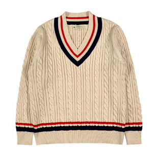 英伦风时尚男士保暖上衣鸡心领羊毛衫商务绅士复古麻花毛衣男冬季