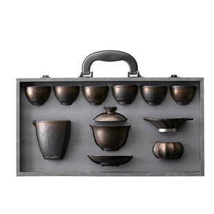 陶瓷复古功夫茶具套装家用办公会客泡茶盖碗茶杯2024新款茶具礼盒