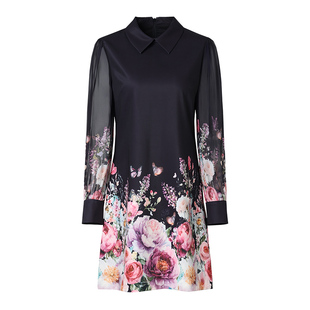 海青蓝 秋冬连衣裙女新款轻奢高级感长袖翻领女装2025年中长款裙