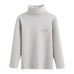 男童高领打底衫纯棉秋冬2025新款条纹大童加厚保暖上衣儿童秋衣男