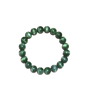 天然绿锂辉手串猫眼石碧玉绿绿发晶冰透薄荷绿强猫眼圆珠手链手饰